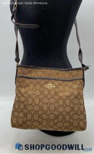 Coach Signature Khaki/Brown Canvas File Bag/Crossbody Handbag/Purse