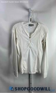 Athleta Women's White Lightweight Slim Active Henley Top - Sz S