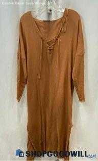 Zara Women's Pale Rust Crepe Textured Shirt Dress - Sz S/M