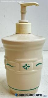 Longaberger Pottery Woven Traditions Heritage Green Lotion or Soap Dispenser