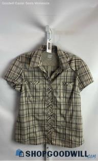 Columbia Unisex Gray Paternn Button Up T-shirt - Sz L