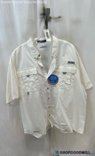 NWT Columbia Men's White Mesh Lined Button Up UFP PFG Short Sleeve Shirt - Sz XL