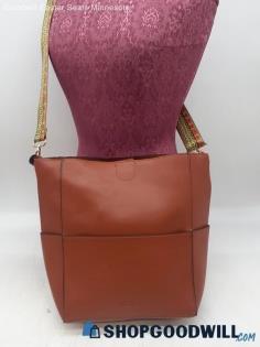 Merci Demi Brown Faux Leather Crossbody Bucket Handbag Purse