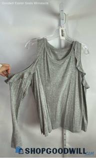 Michael Kors Women's Heather Gray Ruffle Cold Shoulder Top - Sz L