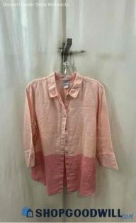 Chico's Women's Pink Button Up Long Sleeve Shirt - Sz L