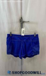 Athleta Women's Purple Blue Reflective Printed Side Pattern Athletic Shorts Sz S