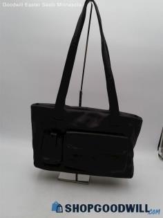 Perlina Black Leather Tote Shoulder Bag Handbag Purse