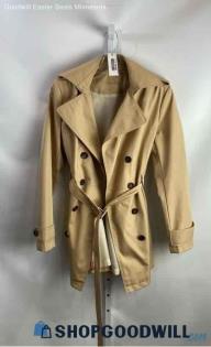 Calvin Klein Women's Beige Lightweight Double Button Wrap Trench Coat - Sz XS