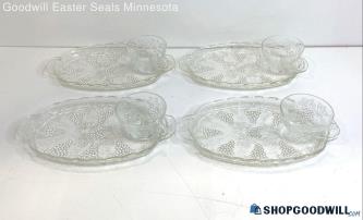 8PC Anchor Hocking Clear Glass Grape Harvest Serva-Snack Set IOB