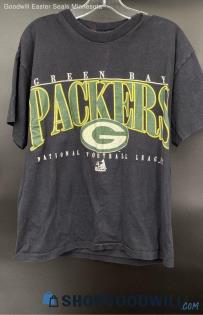 Green Bay Packers Themed Black T-shirt by Riddell - Sz L