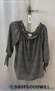 Michael Kors Women's Black/White Polka Dot Blouse - Sz XL