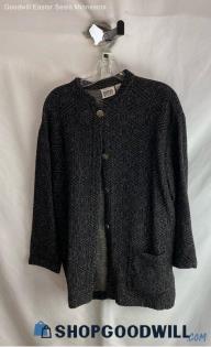 Chico's Women's Black Design Print Button Up Cardigan - Sz L