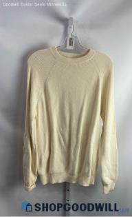 Zara Women's Ivory Cream Ribbed Knit Pullover Crewneck Sweater - Sz M