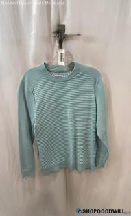 Tommy Bahama Women's Mint Blue Striped Ribbed Knit Textured Sweatshirt - Sz PS