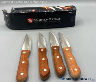 4pc Kuchenstolz Stainless Steel Teak Knifes Cutlery With Wooden Handle Kitchen