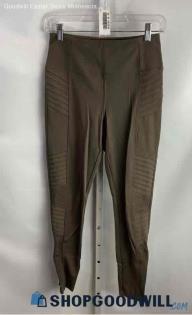 Athleta Women's Dusty Brown Moto Ribbed Leggings - Sz S