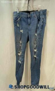 Torrid Women's Blue Elastic Waist Distressed Skinny Jeans - Sz 18T