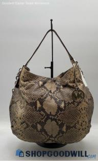 Michael Kors Olive Green/Beige Snakeskin Embossed Leather Hobo Bag Handbag/Purse