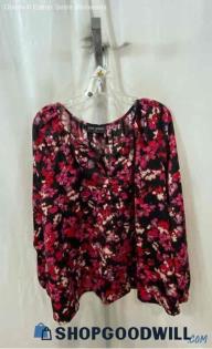 Lane Bryant Women's Black/Red/Pink Floral Polyester Blouse - Sz 14/16