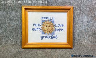 Sun Family Love Wholesome Values Unbranded Cross Stitch Decor Crewel Framed Art