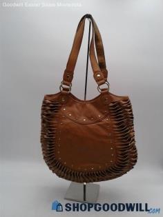 Randolph Duke Light Brown Faux Leather Tote Shoulder Bag Handbag Purse