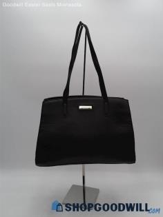 London Fog Elisa Black Faux Leather Tote Shoulder Bag Handbag Purse