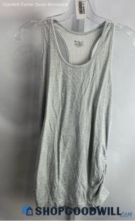 Athleta Women's Light Gray/White Patterned Racerback Tank Top - Sz M