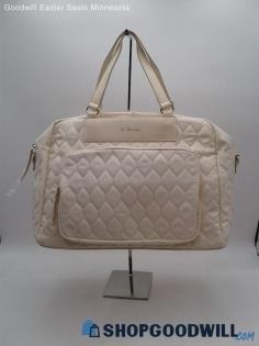 Bella Russo Ivory Nylon Duffle Bag Handbag Purse