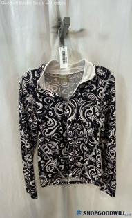 Athleta Women's Black/White Patterned1/4 Zip Lightweight Sweatshirt - Sz M