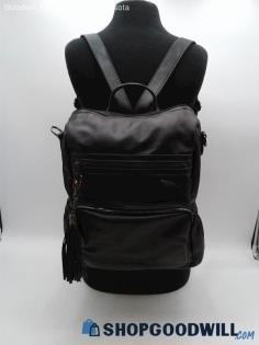 CLUCI Black Faux Leather Backpack Handbag Purse