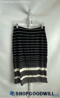 Athleta Women's Black/White Striped Pull-On Skirt - Sz M