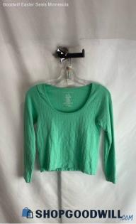 Anthropologie Women's Green Crop Long Sleeve Shirt - Sz M