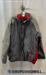 Columbia Men's Gray/Red Lightweight Tech Full Zip Jacket - Sz L