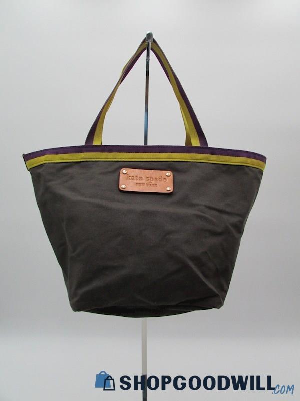 Kate Spade Prescott Anabel  Grey Striped Nylon Tote Handbag Purse