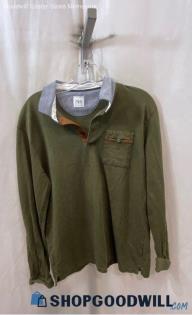 Zara Men's Green Long Sleeve Polo Shirt - Sz L