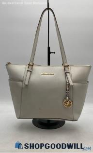 Michael Kors Jet Set White Saffiano Leather Tote Handbag/Purse