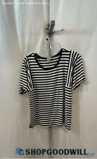 Chico's Women's Black and White Striped Basic T-Shirt - Sz S