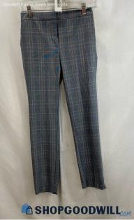 Zara Women's Navy/Yellow Plaid Ankle Skinny Pants - Sz S