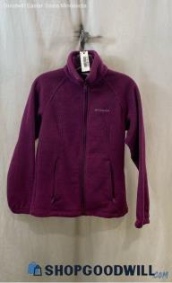 Columbia Women's Dark Purple Lightweight Full Zip Fleece Sweater - Sz S