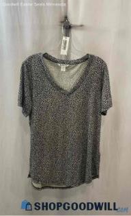 Athleta Women's Tan/Black Leopard V NEck T-Shirt - Sz LT