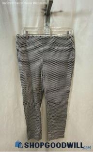 Chico's Women's Black/White Patterned Pull On High-Waisted Ankle Pants - Sz 6