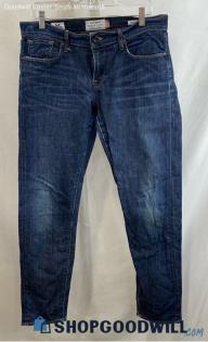 Lucky Brand Women's Dark Blue Washed Raw Denim Ankle Skinny Jeans - Sz 8