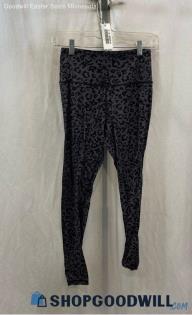 Athleta Women's Purple/Black Patterned High-Waisted Ankle Leggings - Sz S