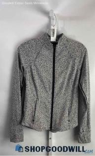 Athleta Women's Black/White patterned Fitted Full Zip Sweatshirt - Sz XS