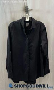 Chico's Women's Black Button Up Shine Long Sleeve Shirt - Sz 12