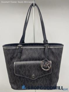 Michael Kors Monogram Black/Silver Tote Shoulder Bag Womens Handbag/Purse