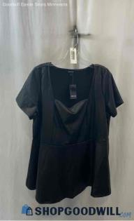 NWT Torrid Women's Black Faux Leather Square Neck Peplum Top - Sz 2X