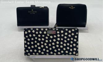 Lot Of 3 Kate Spade Black/White Polka Dot Leather Wallet Handbag/Purse