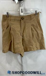 Zara Women's Light Tan Twill Lightweight High-Waisted Shorts - Sz L