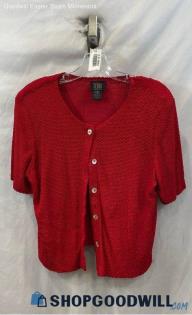 Teddi Women's Red Textured Striped Button Up Blazer - Sz 12